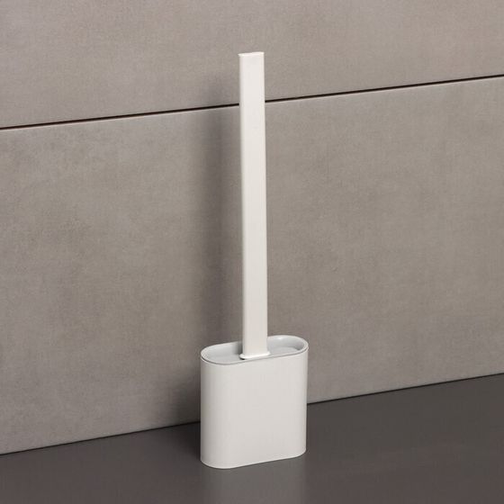 !09 Ёршик для унитаза силиконовый с емкостью «Лилу», 4,3×9,5×36 см, цвет белый