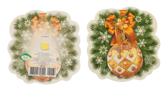 !09 Украшение (набор 10 штук) на скотче "Шарики" глиттер, 10 х 10 см.