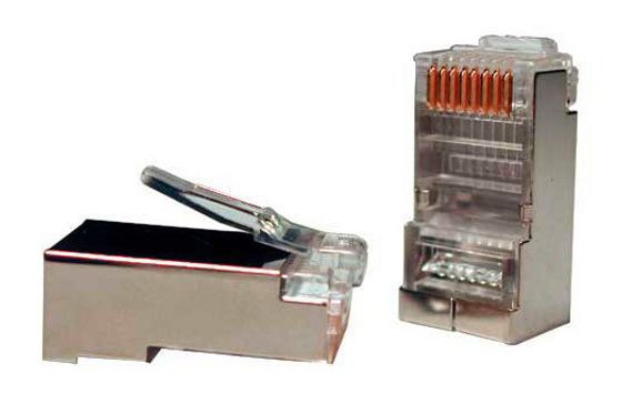 Коннектор Hyperline (PLUG-8P8C-U-C5-SH-100) FTP кат.5e RJ45 прозрачный (упак.:100шт)