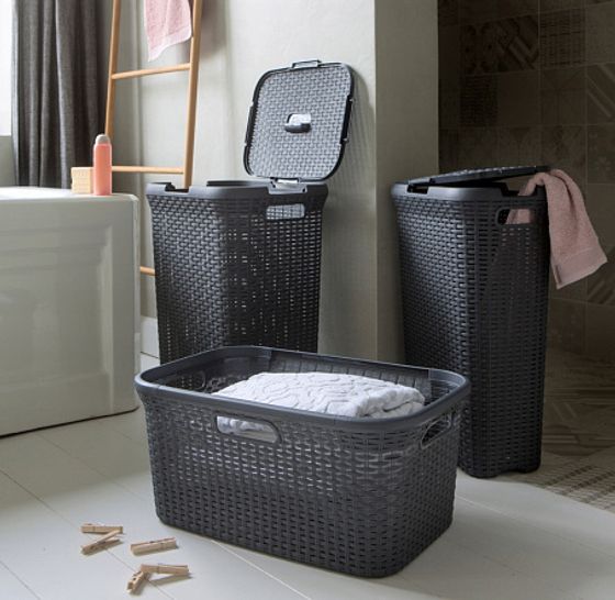 Корзина для белья RATTAN STYLE 60л темно-серая