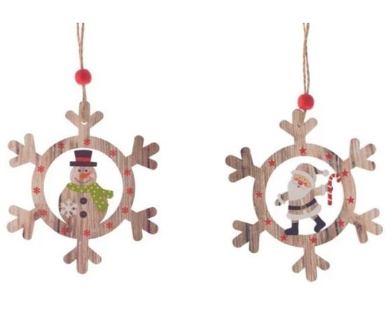 !09 Набор елочных украшений 7 штук: Подвеска 6 штук &quot;Снеговики&quot; дизайн микс + Снежинка &quot;Снеговик&quot; 9 см.
