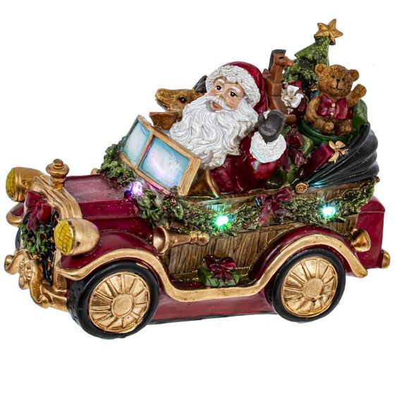 Фигурка декоративная &quot;Дед Мороз на машине&quot; с подсвет (2xAA н/п), L25 W12 H16 см