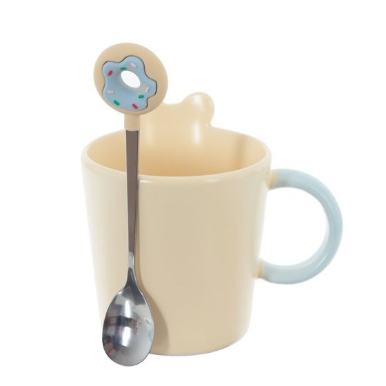 Кружка с ложкой, 350 мл, L12 W9,5 H11 см, дизайн микс