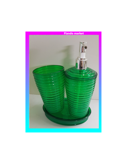 !Набор для ванной 3 предмета: дозатор+стакан+мыльница цвет зеленый