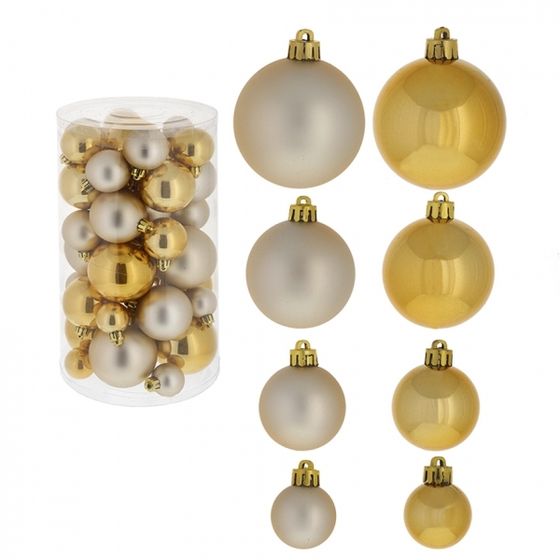 Набор из 40шт Украшение новогоднее "Шар", D3/4/5/6 см, L14 W14 H26 см