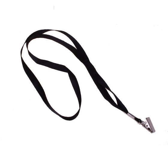 !09 Лента для бейджа, ширина-10 мм, 11 Штук, длина-80 см, с металлической прищепкой, чёрная