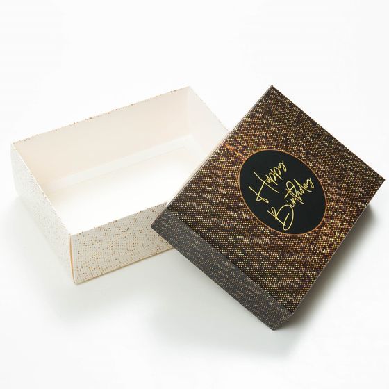 !Коробка подарочная, 2 штуки крышка-дно, сборная "С днем рождения" 21 х 15 х 7 см