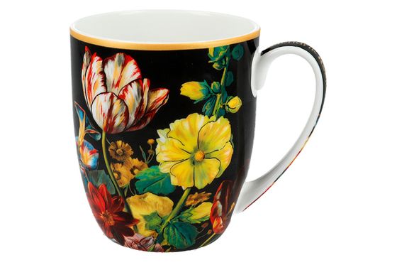 Кружка, 400 мл, фарфор F, черная, Тюльпан, Baroque flowers