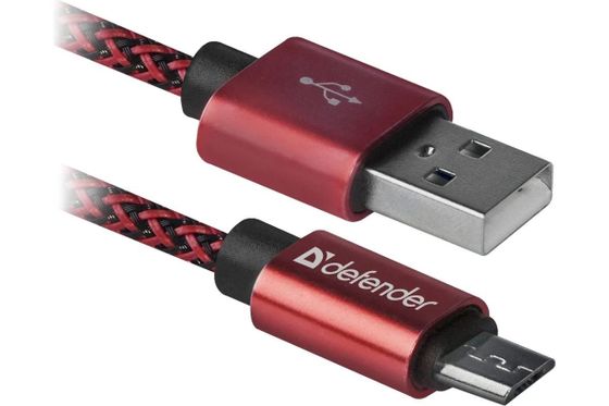 Кабель Defender USB08-03T USB/Micro USB 1м черный/красный (87801)