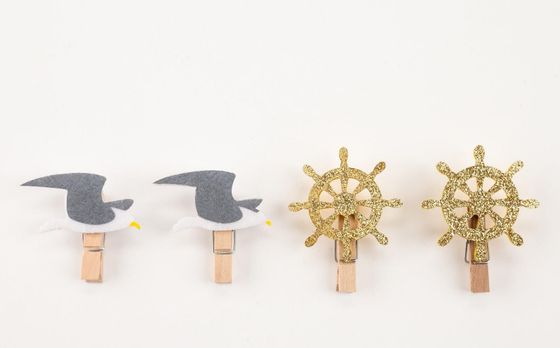 !Набор декоративных прищепок "Sea love" 4 шт, фетр/дерево