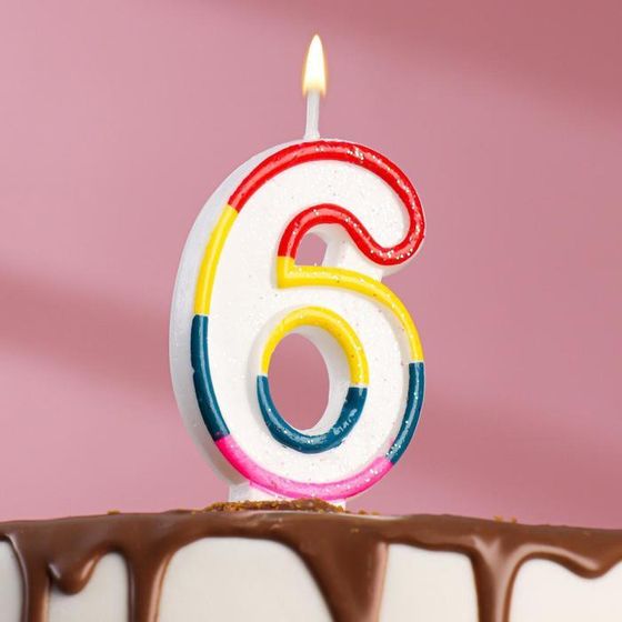 Свеча для торта «Цифра 6», 7 см