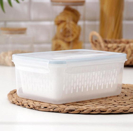 Контейнер с сеткой ЭКСТРА ЛОК BRIGHT L 2.4л