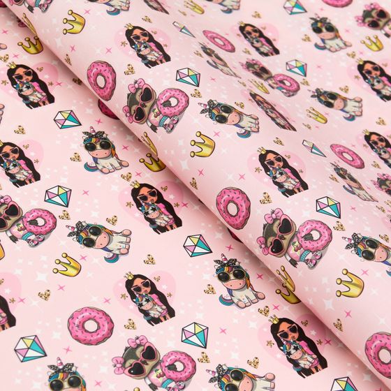 !09 Бумага (набор 3 листа) упаковочная глянцевая «Леди с единорогом», 70 × 100 см.