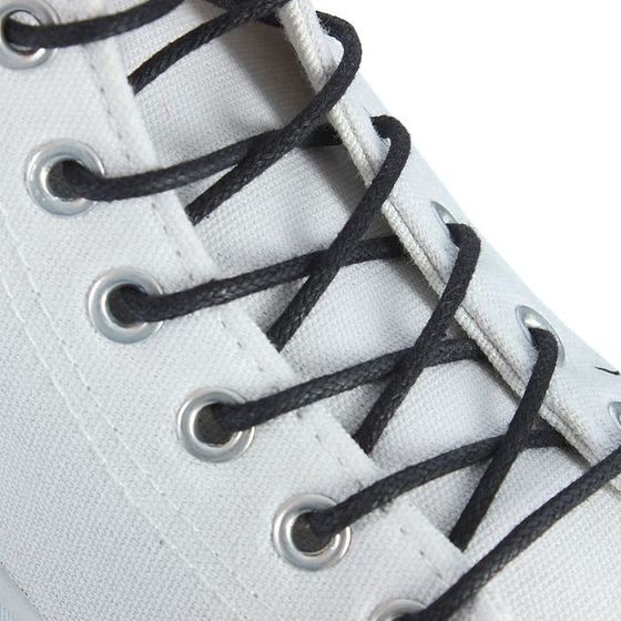 Шнурки для обуви круглые, с пропиткой, d = 2,5 мм, 100 см, цвет чёрный
