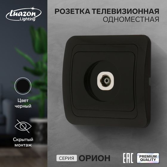 Розетка телевизионная одноместная Luazon Lighting &quot;Орион&quot;, скрытая, черная