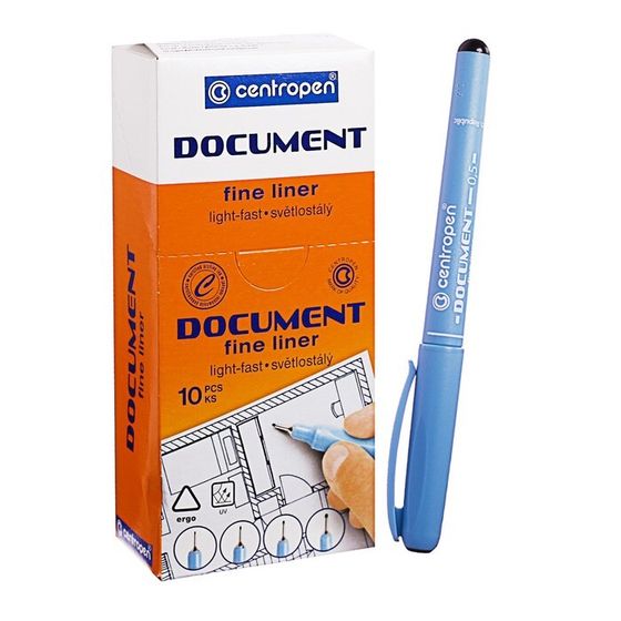 Ручка капиллярная, 0.5 мм, Centropen &quot;Document&quot; 2631, черная, длина письма 500 м, картонная упаковка