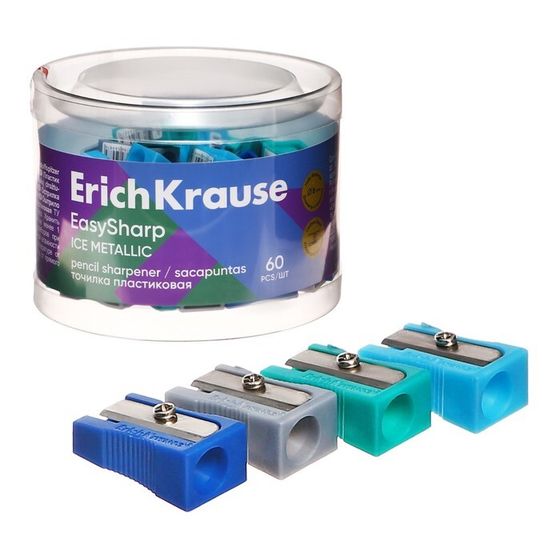 Точилка 1 отверстие ErichKrause &quot;EasySharp&quot; Ice Metallic, пластиковая, МИКС