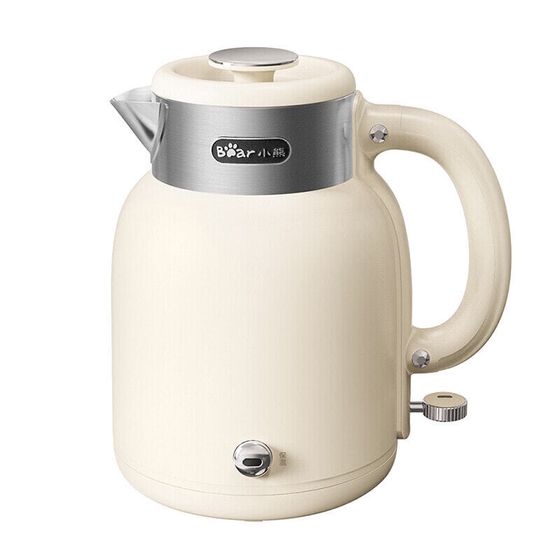 Bear Electric Kettles 1.5L Household Double-Layer Anti-Scald 316 Stainless Steel Open Kettle Beige Yellow ZDH-C15V7