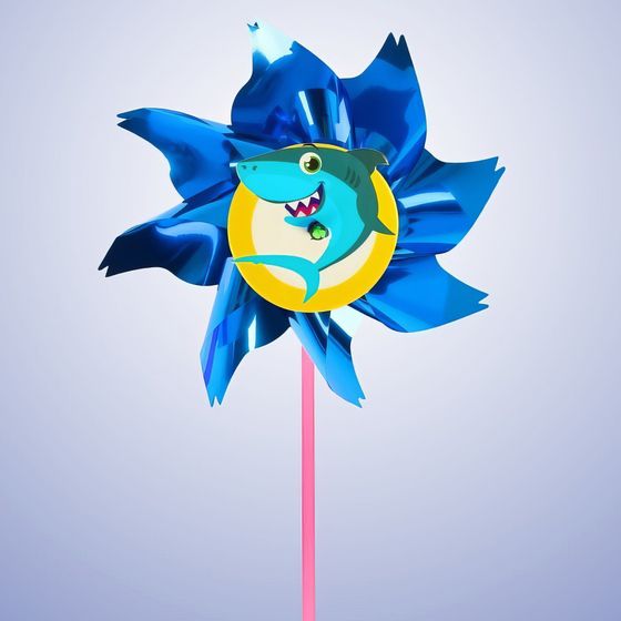 !09 НАБОР 7 ШТУК - Ветерок с фольгой «Акула», 36 см