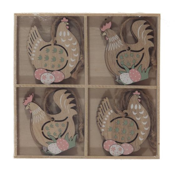 Набор из 8-ми изделий декоративных подвесных "Курица/Петух" (4,5*0,5*6), L12,5 W12,5 H1,5 см