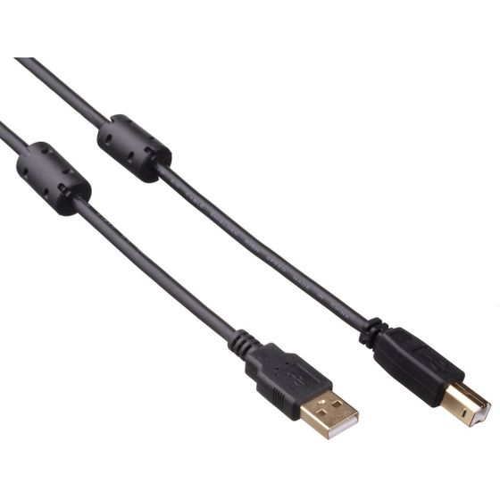 Кабель ExeGate USB 2.0 A(m) - B(m) ферр.кольца 3м черный (EX-CCF-USB2-AMBM-3.0)/(EX138947RUS)