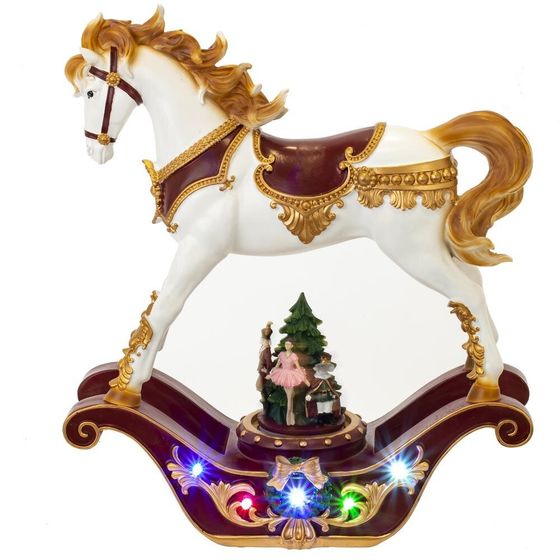 Фигурка декоративная &quot;Лошадка-качалка&quot;, (подсвет, муз,  3хАА, н/п), L32 W11 H37 см