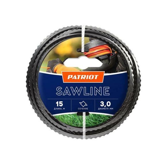 Леска PATRIOT Sawline, d=3 мм, 15 м, квадрат, пилообразный профиль