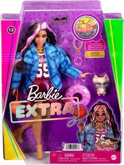 Lalka Barbie Mattel Extra Moda - Sportowa sukienka/Czarno-różowe włosy (GRN27/HDJ46)