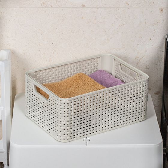 Корзина RATTAN STYLE BOX M  крышка кремовая