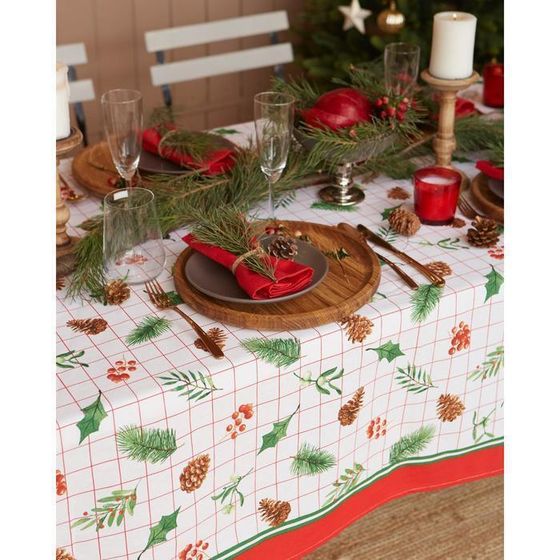!Скатерть New Year 146х220см, 100%хл, рогожка 164 г/м2