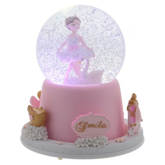 Фигурка дек &quot;Балерина&quot; в стекл шаре (муз, подсвет, вьюга, движ, 3xAAA н/п), D10 см, Д15 Ш15 В17 см