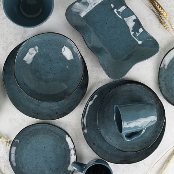 Блюдо овальное STONE синий 26см