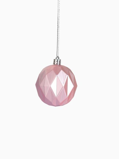 !09 Набор елочных игрушек 12 штук «Геометрия форм», шары новогодние, d=7 см. цвет розовый