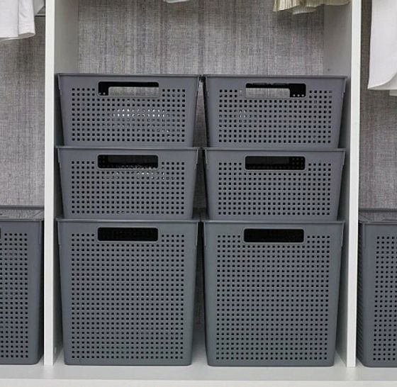 Коробка для хранения ЛОФТ серая 11л 290x290x150мм