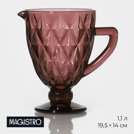 Кувшин для воды Magistro «Круиз», 1,1 л, 14×19,5 см, стекло, цвет розовый