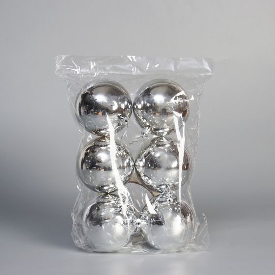 !09 Набор елочных игрушек(12 штук): Ёлочные игрушки &quot;Винтажный глянец&quot; d=8 см, цвет серебристый