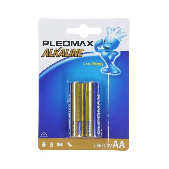 Батарейка алкалиновая Pleomax, AA, LR6-2BL, 1.5В, блистер, 2 шт.