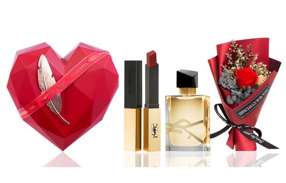 SAINT LAURENT Small Gold Lipstick Freedom Water Ruby Bouquets Box