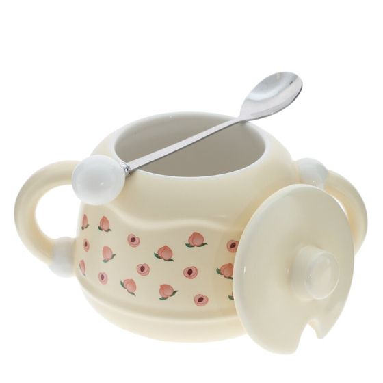 Кружка с крышкой и ложкой, 380 мл, L16 W11 H10 см, 4в.