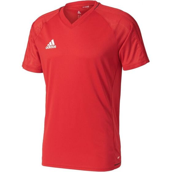 Мужская футболка спортивная красная однотонная для бега Adidas Tiro 17 M BP8557 football jersey