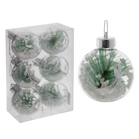 Набор из 6шт Украшение новогоднее "Шар", D 10 см L23 W8 H26 см