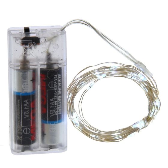 Электрогирлянда (30 бел, 2хАА, н/п), L303 W0,1 H0,5 см