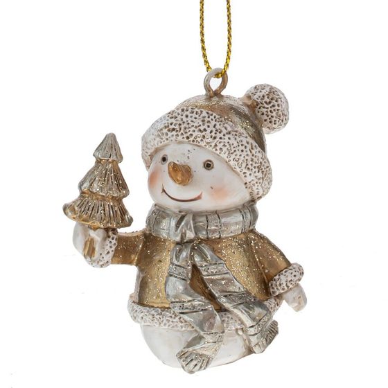 Фигурка декоративная подвесная "Снеговик", L4 W4 H5,5 см, 4в.