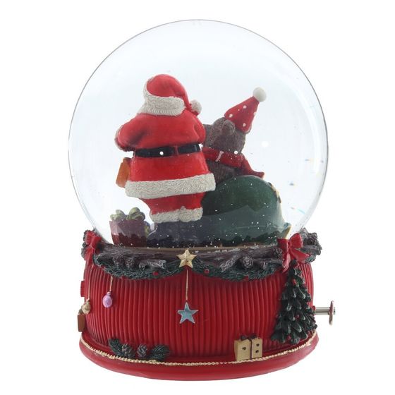 Фигурка декоративная &quot;Дед Мороз&quot; в стекл шаре (ключ,муз), D 15 см, L14 W15 H20 см