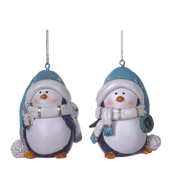 Фигурка декоративная подвесная "Пингвин",  L5 W5 H6,5 см, 2в.