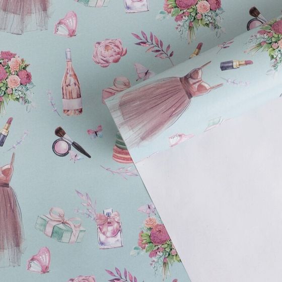 !Бумага упаковочная 2 листа глянцевая «Женские аксессуары», 70 × 100 см.