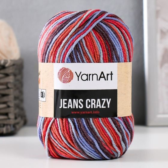 Пряжа &quot;Jeans crazy&quot; 55% хлопок, 45% акрил 160м/50гр (8214 бирюза-терракот)