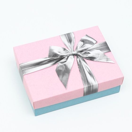 !Подарочная коробка 2 штуки "Серебряный бант", 16,5 х 12,5 х 5,2 см.