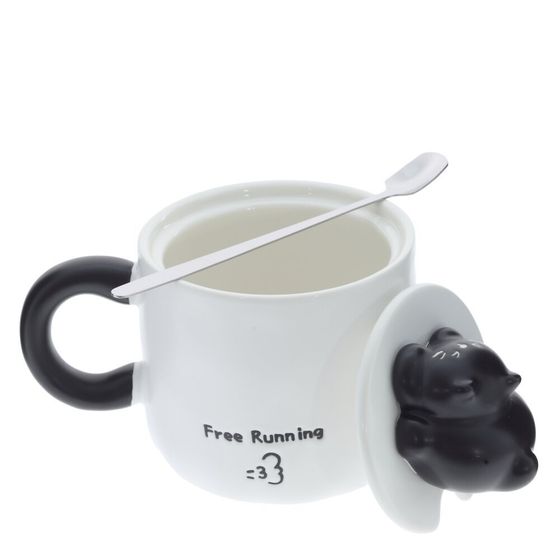 Кружка с крышкой, 360 мл, L14 W10 H12 см, 4в.