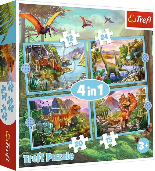 Trefl Puzzle 4w1 Wyjątkowe dinozaury TREFL